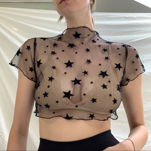 Star Mesh Cropped Top - Picture 2 of 4